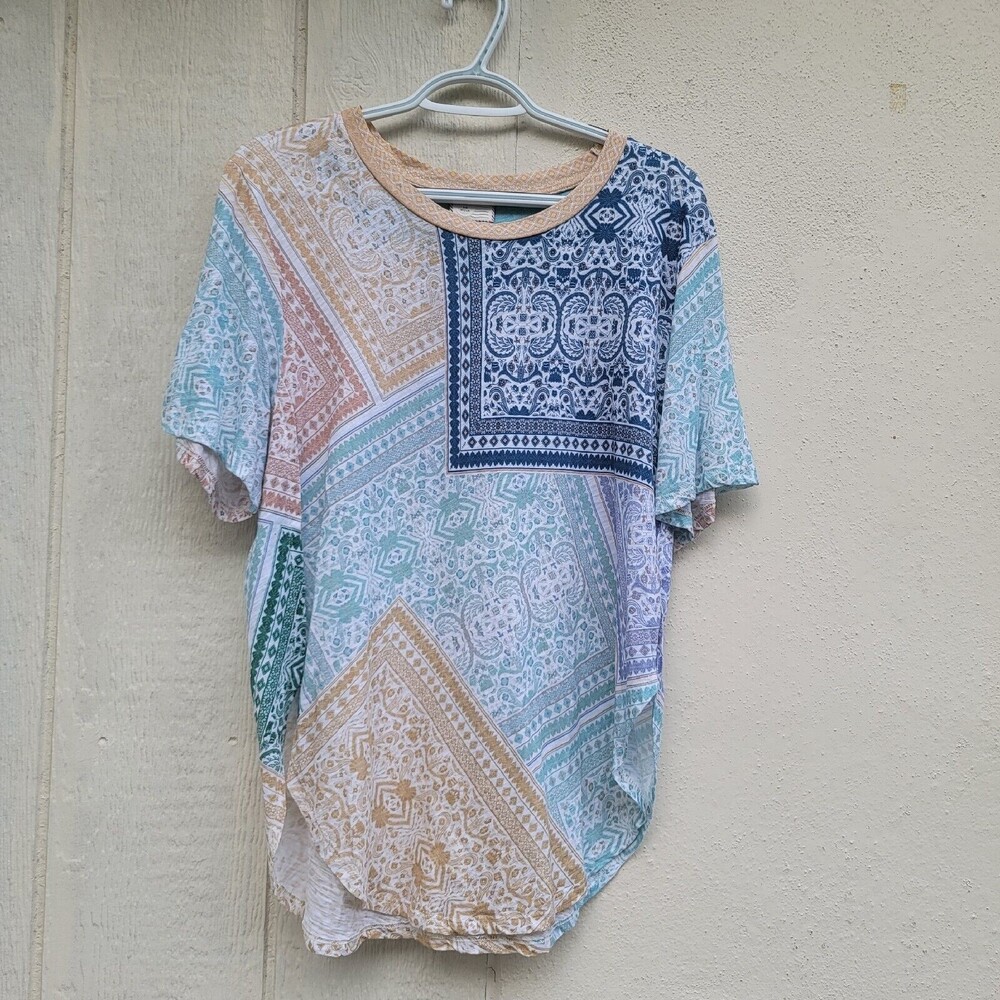 anthropologie postmark multi colored printed top wmns sz med